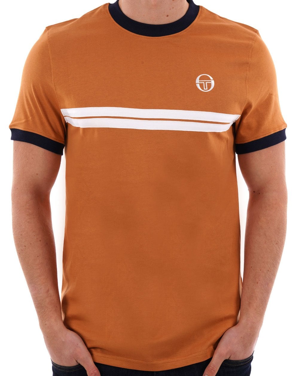 Sergio Tacchini Supermac T Shirt Tan Navy