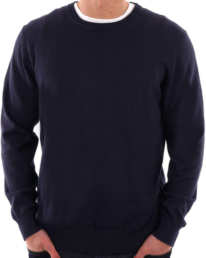 Aquascutum Check Elbow Patch Knit Jumper Navy