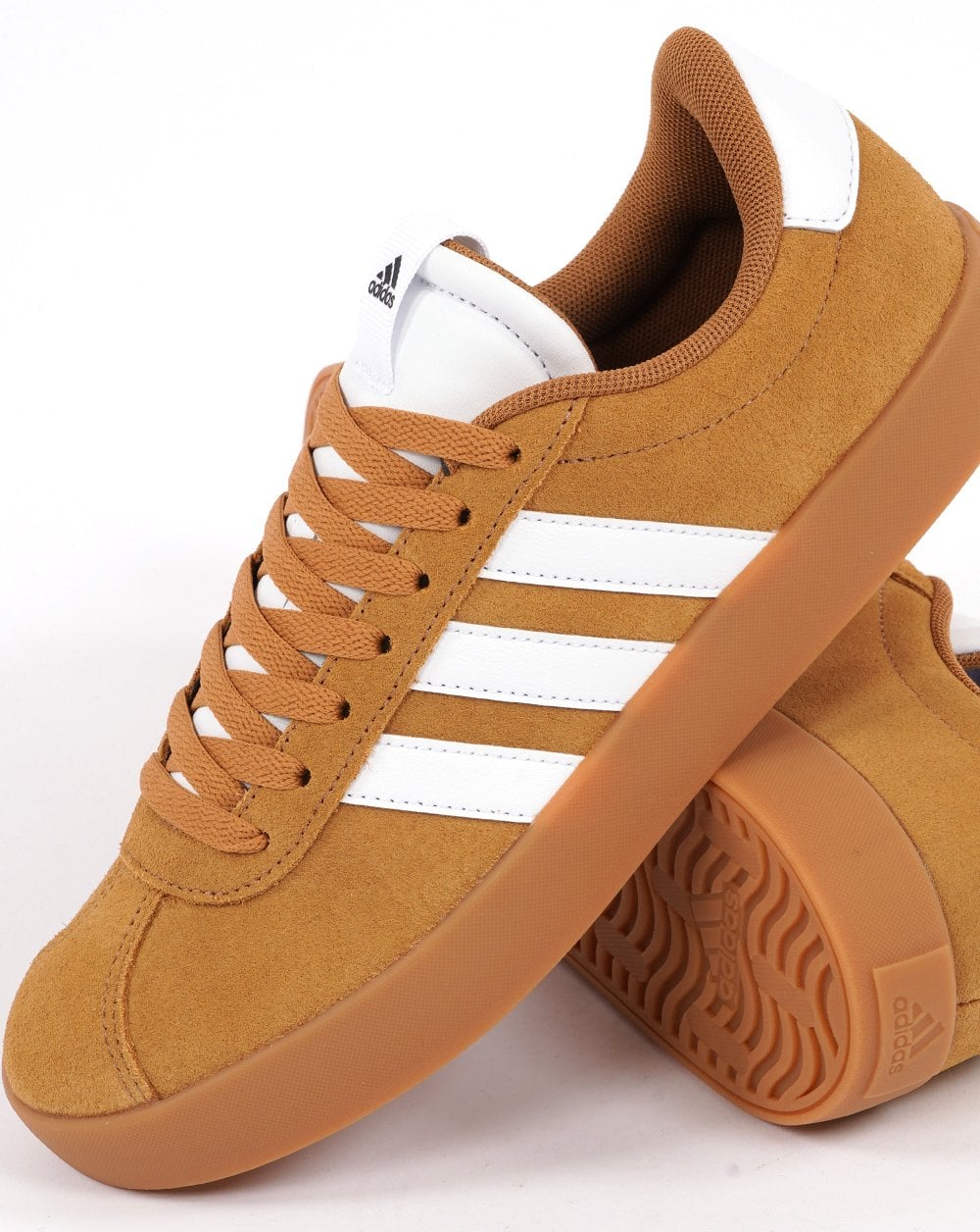 Adidas VL Court Trainers Mesa Tan White with Gum