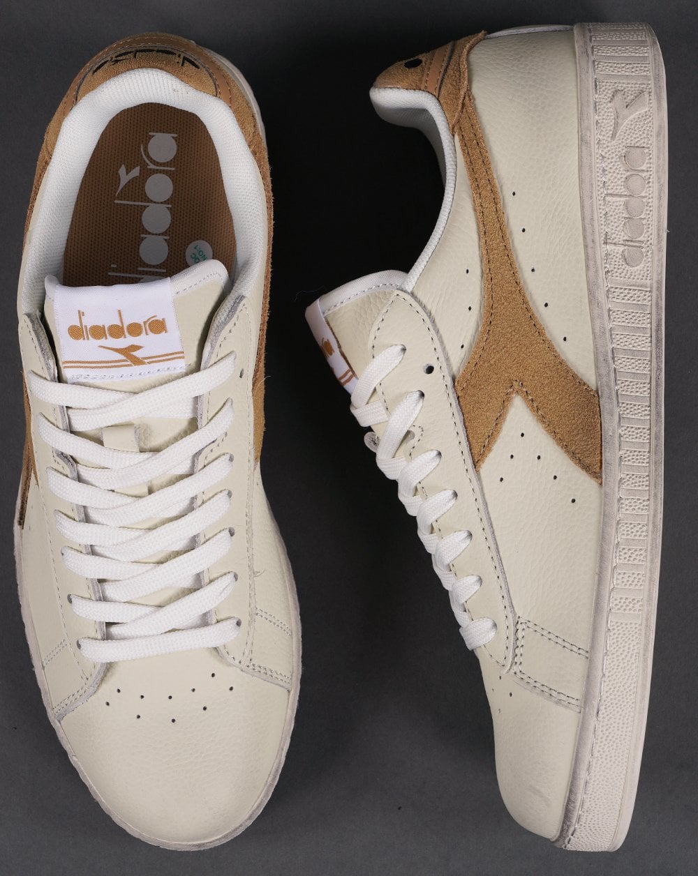 Diadora Game Low Waxed Trainer off White / Soft Gold