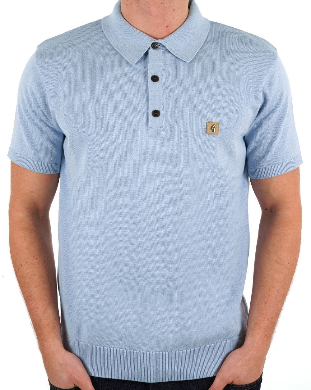 Gabicci Vintage Knitted Polo Sky