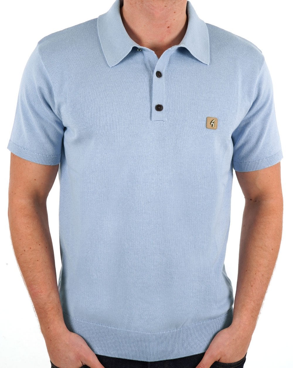 Gabicci Vintage Knitted Polo Sky