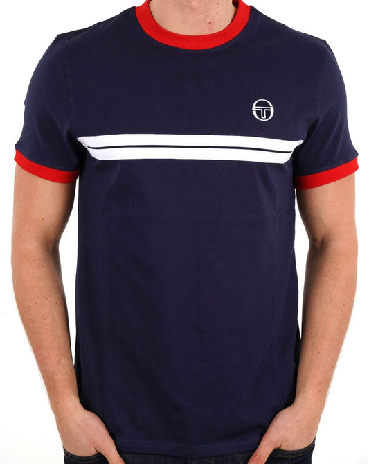 Sergio Tacchini Supermac T Shirt Navy/Red/White