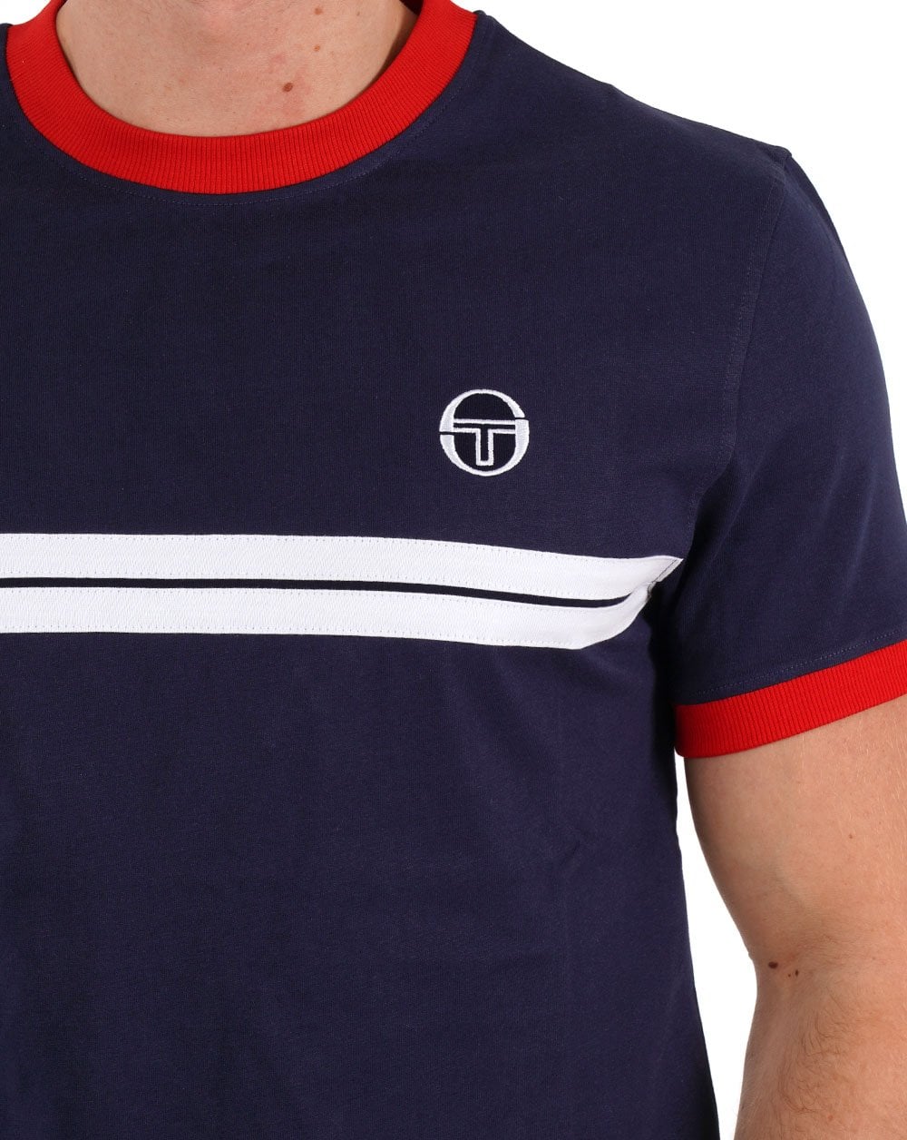 Sergio Tacchini Supermac T Shirt Navy/Red/White