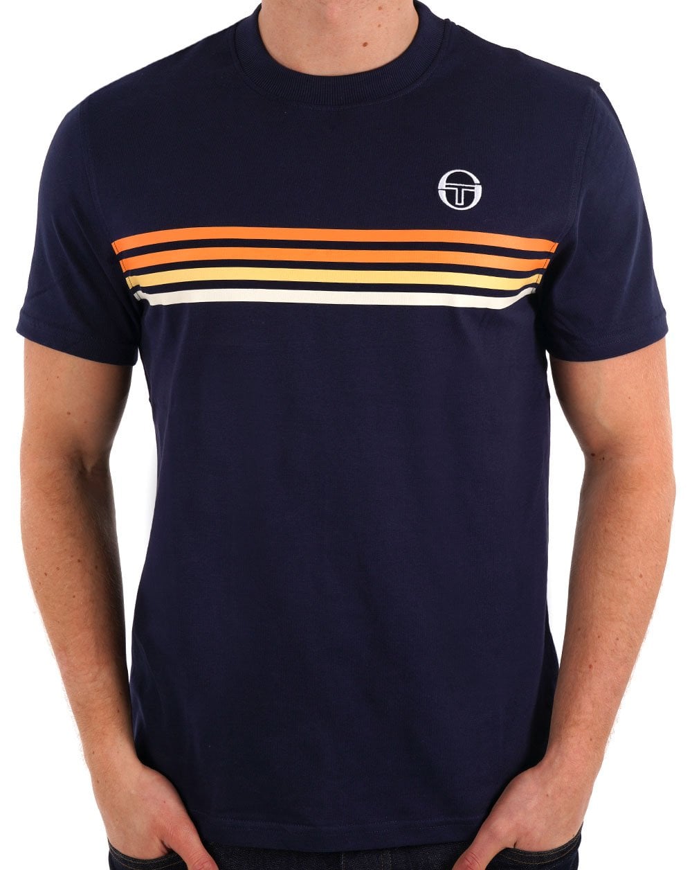 Sergio Tacchini Multi Stripe T Shirt Navy Blue