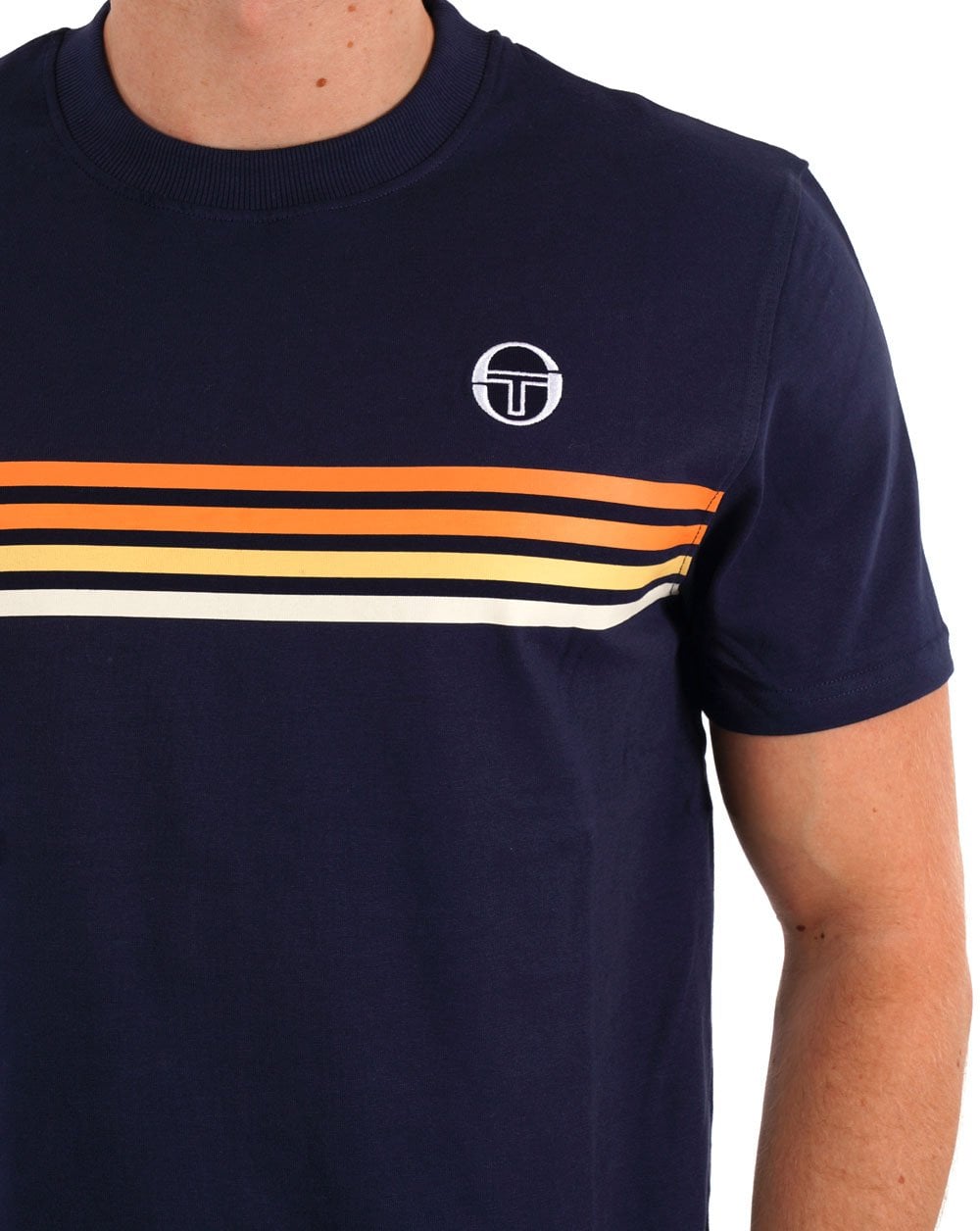 Sergio Tacchini Multi Stripe T Shirt Navy Blue