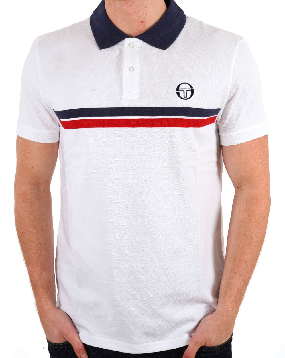 Sergio Tacchini Supermac Polo Shirt White/Navy/Red