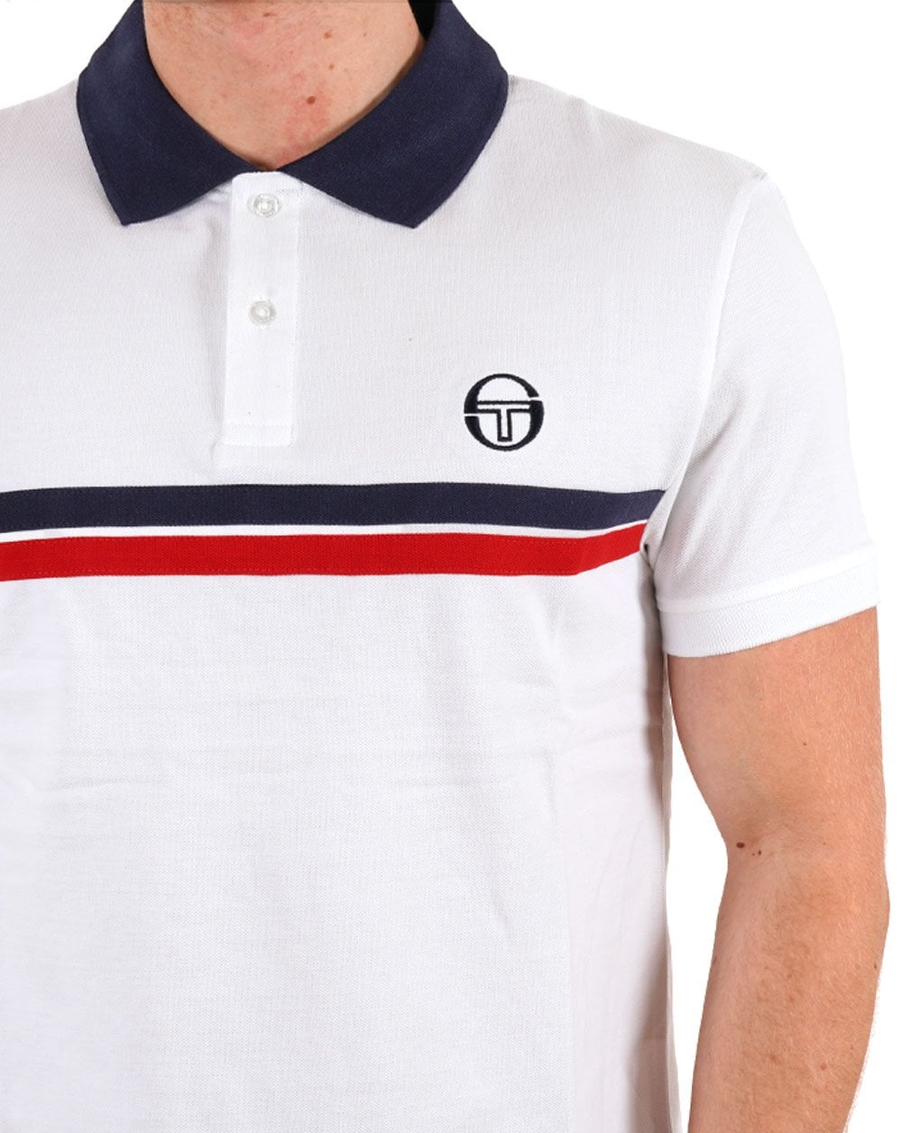 Sergio Tacchini Supermac Polo Shirt White/Navy/Red