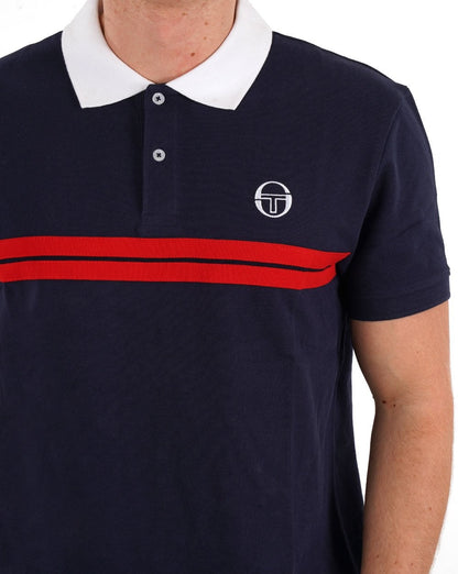 Sergio Tacchini Supermac Polo Shirt Navy Blue/Dark Red