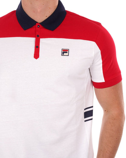 Fila Vintage Vilas Polo Shirt White/Red/Navy