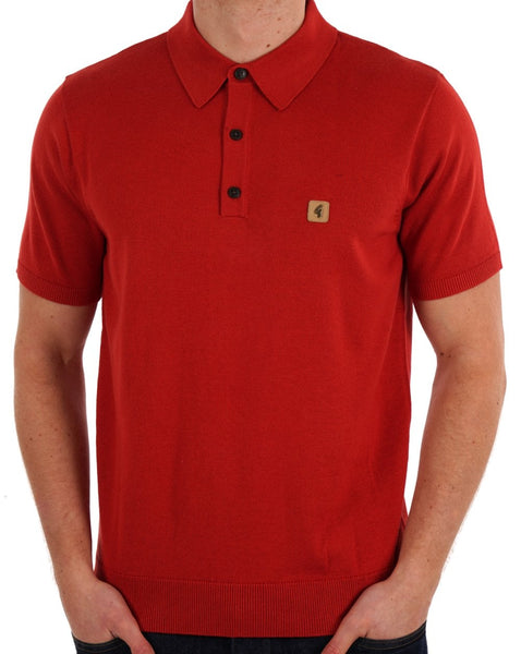 Gabicci Vintage Jackson Knitted Polo Salsa Red