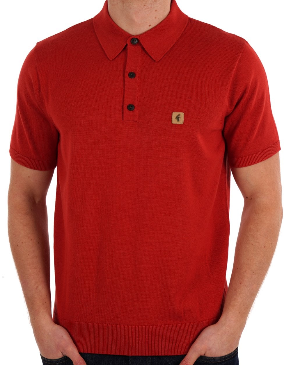 Gabicci Vintage Jackson Knitted Polo Salsa Red