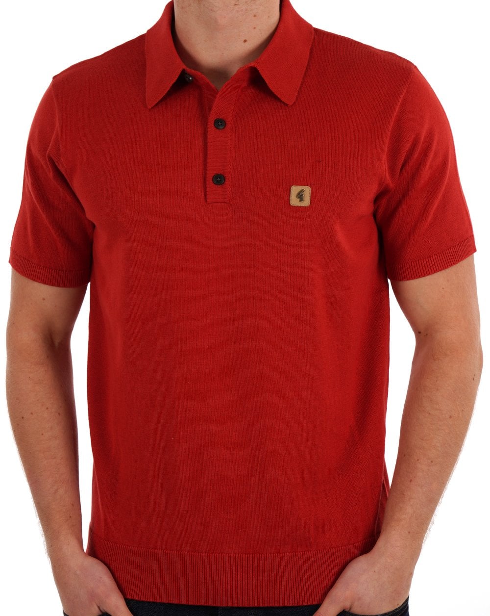 Gabicci Vintage Jackson Knitted Polo Salsa Red