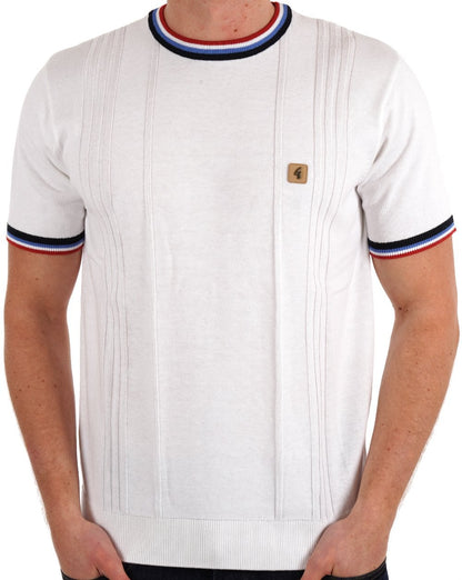 Gabicci Vintage Knitted Textured T-shirt White