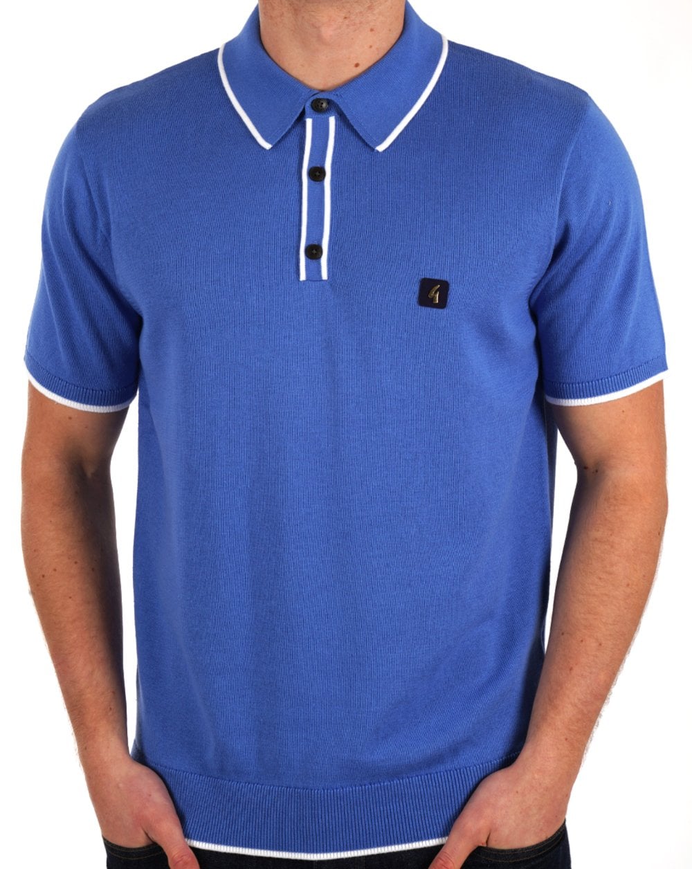 Gabicci Vintage Lineker Tipped Knitted Polo Thames