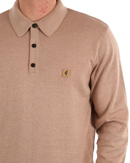 Gabicci Vintage Francesco Knitted Polo Shirt Oat