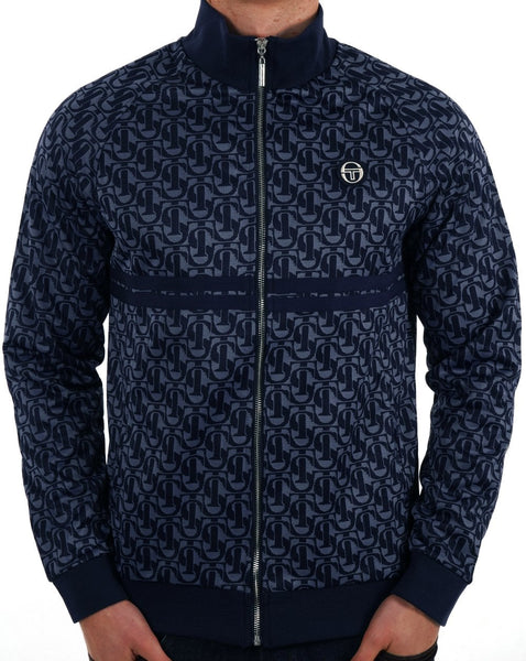 Sergio Tacchini Dallas Monogram Track Top Navy Blue