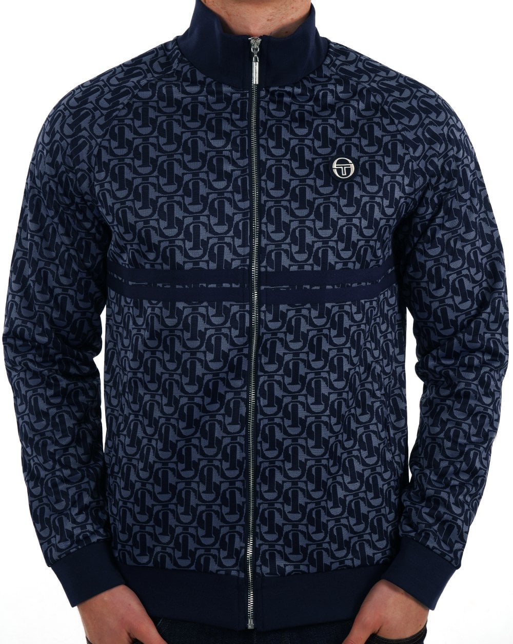 Sergio Tacchini Dallas Monogram Track Top Navy Blue