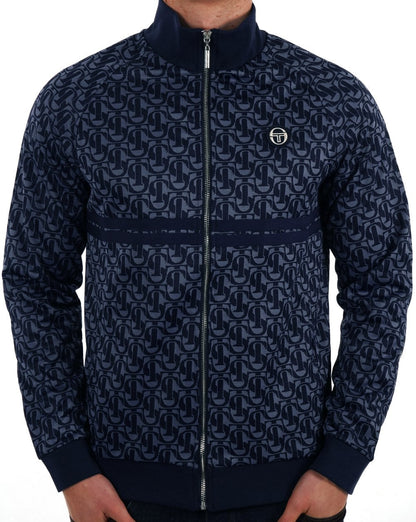 Sergio Tacchini Dallas Monogram Track Top Navy Blue