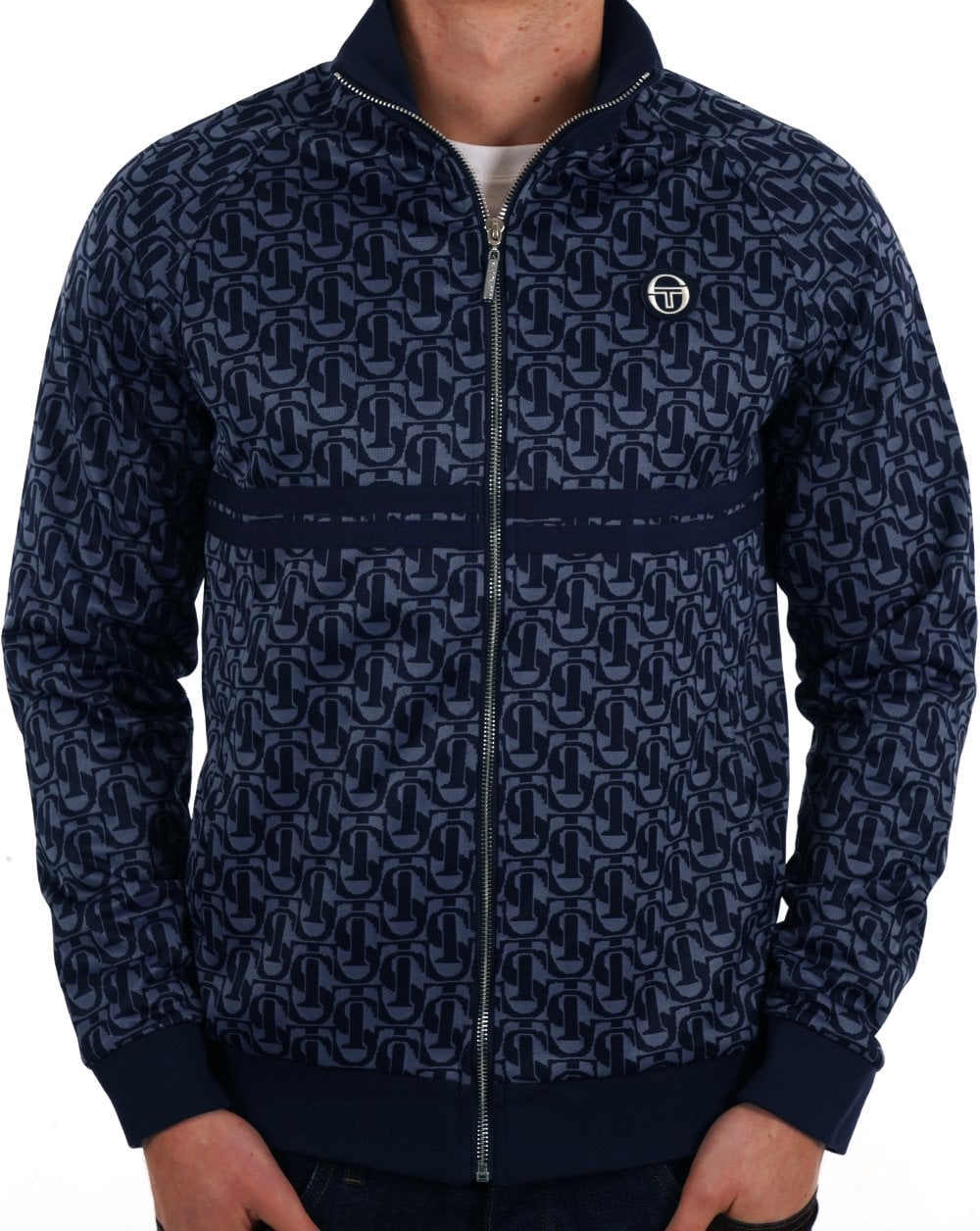 Sergio Tacchini Dallas Monogram Track Top Navy Blue