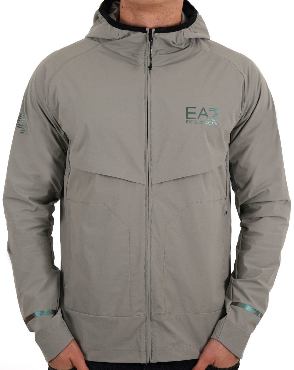 Emporio Armani EA7 Dynamic Athlete Hooded Tech Jacket Grey