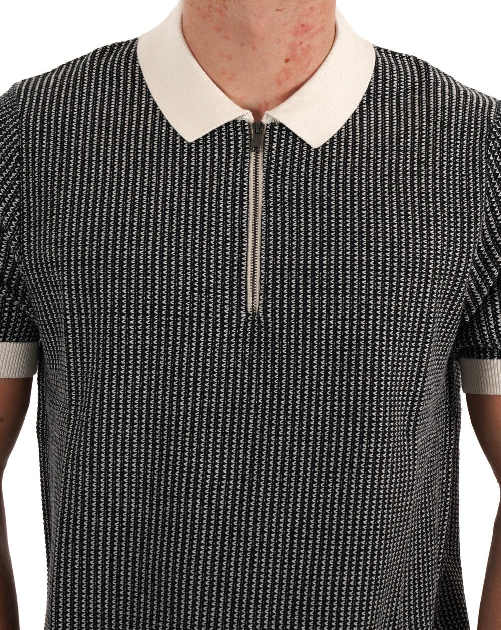 Ben Sherman BI Coloured Zip Neck Polo Ivory