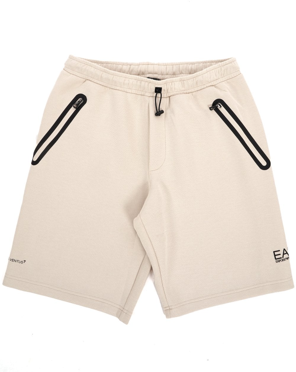 EA7 Cotton Blend Athletic Mix Bermuda Shorts Stone