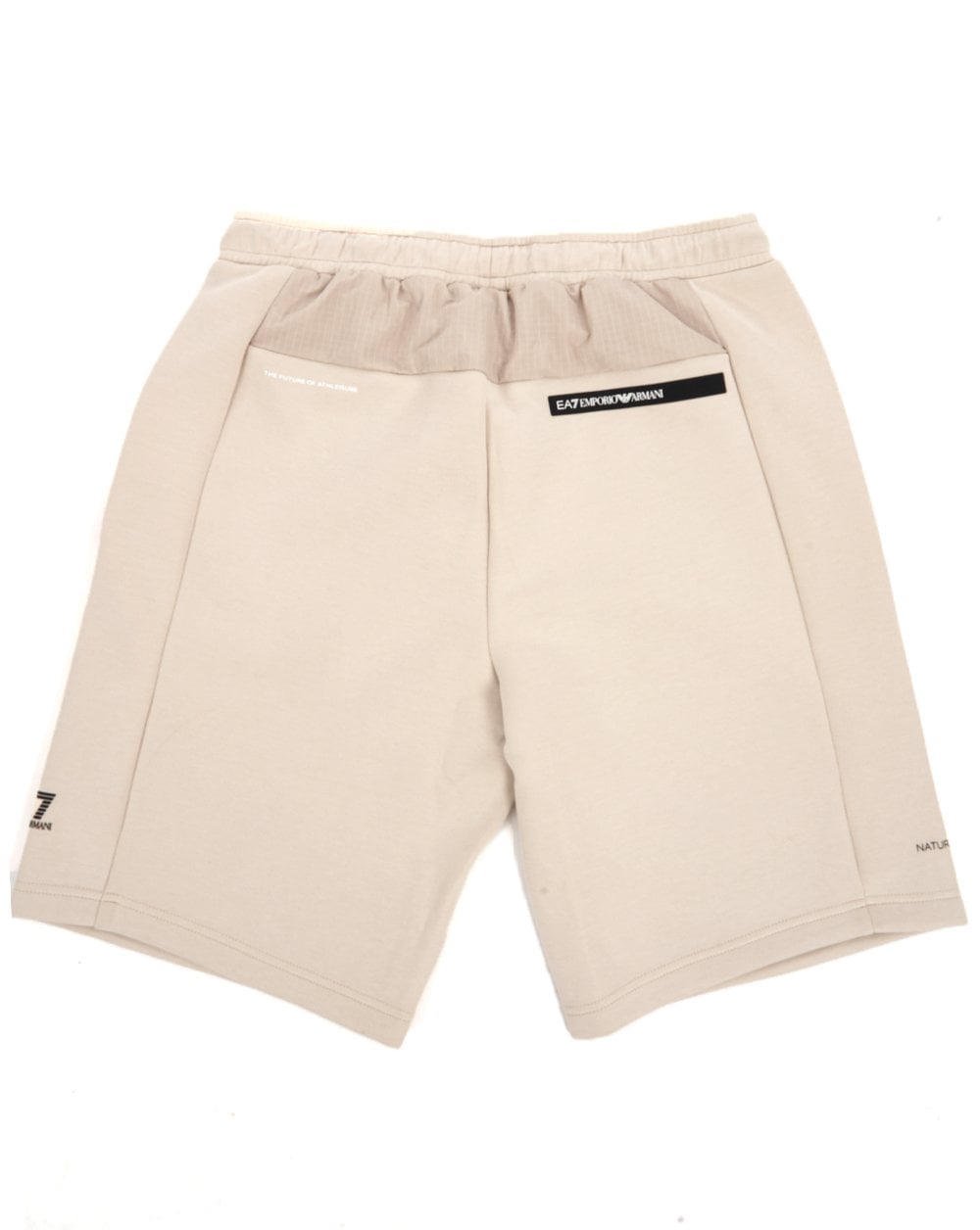 EA7 Cotton Blend Athletic Mix Bermuda Shorts Stone