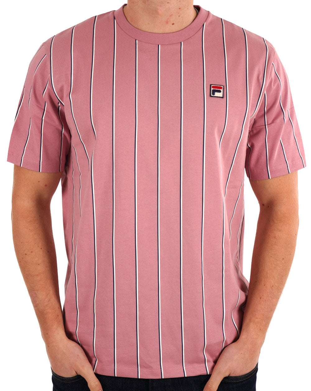 Fila Vintage Lee Striped T Shirt Foxglove Pink