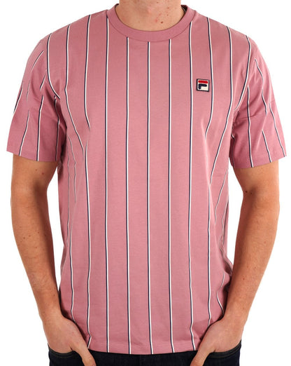 Fila Vintage Lee Striped T Shirt Foxglove Pink