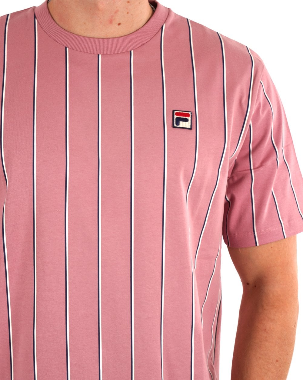 Fila Vintage Lee Striped T Shirt Foxglove Pink