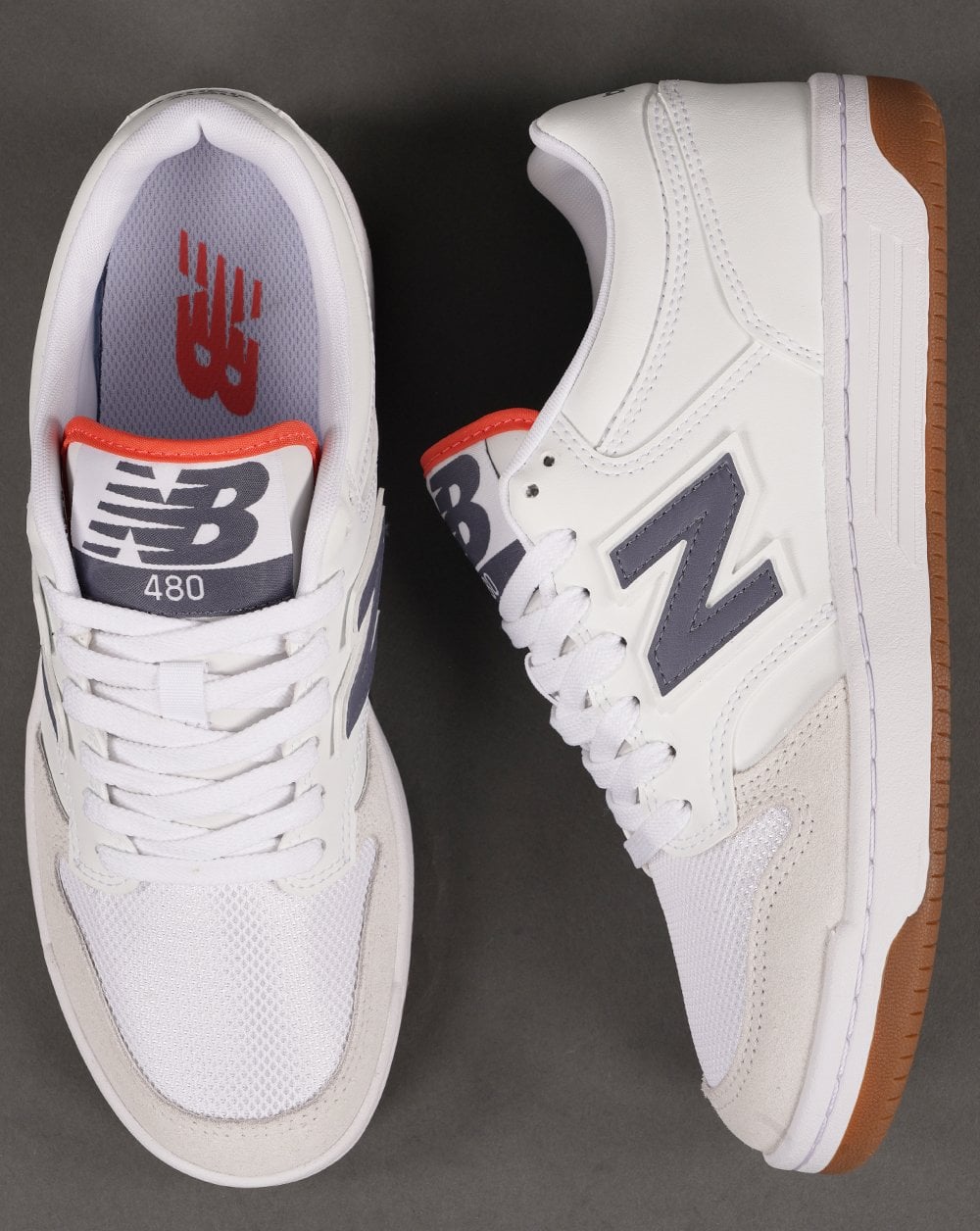 New Balance 480 Trainer White/Dark Grey
