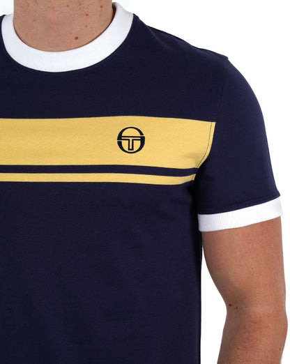 Sergio Tacchini Masters T Shirt Navy Blue/Yellow
