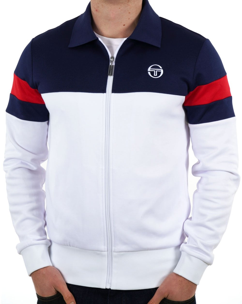Sergio Tacchini Tomme Track Top White/Navy Blue