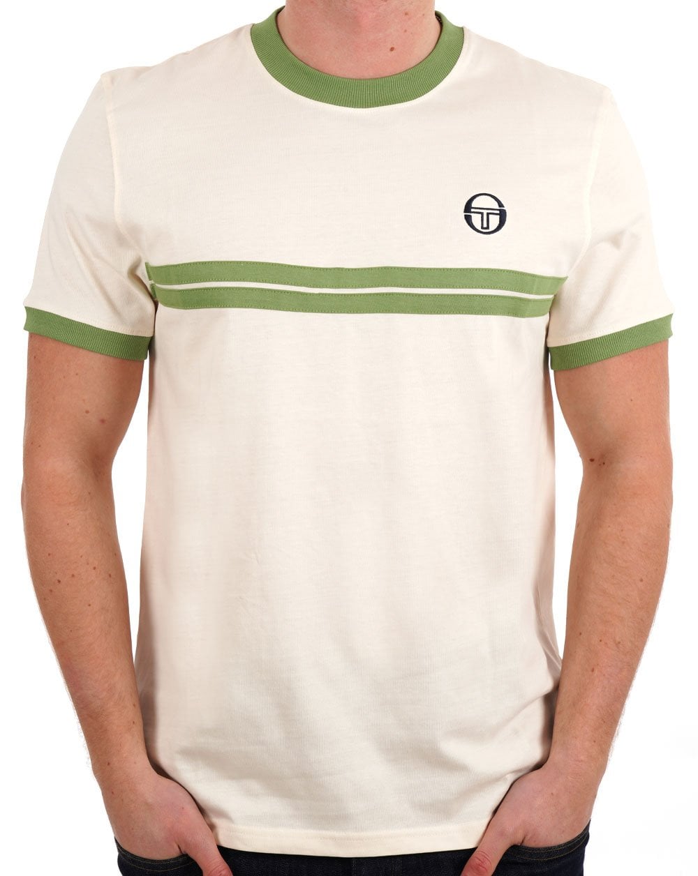 Sergio Tacchini Supermac T Shirt Pearled Ivory/Jade Green