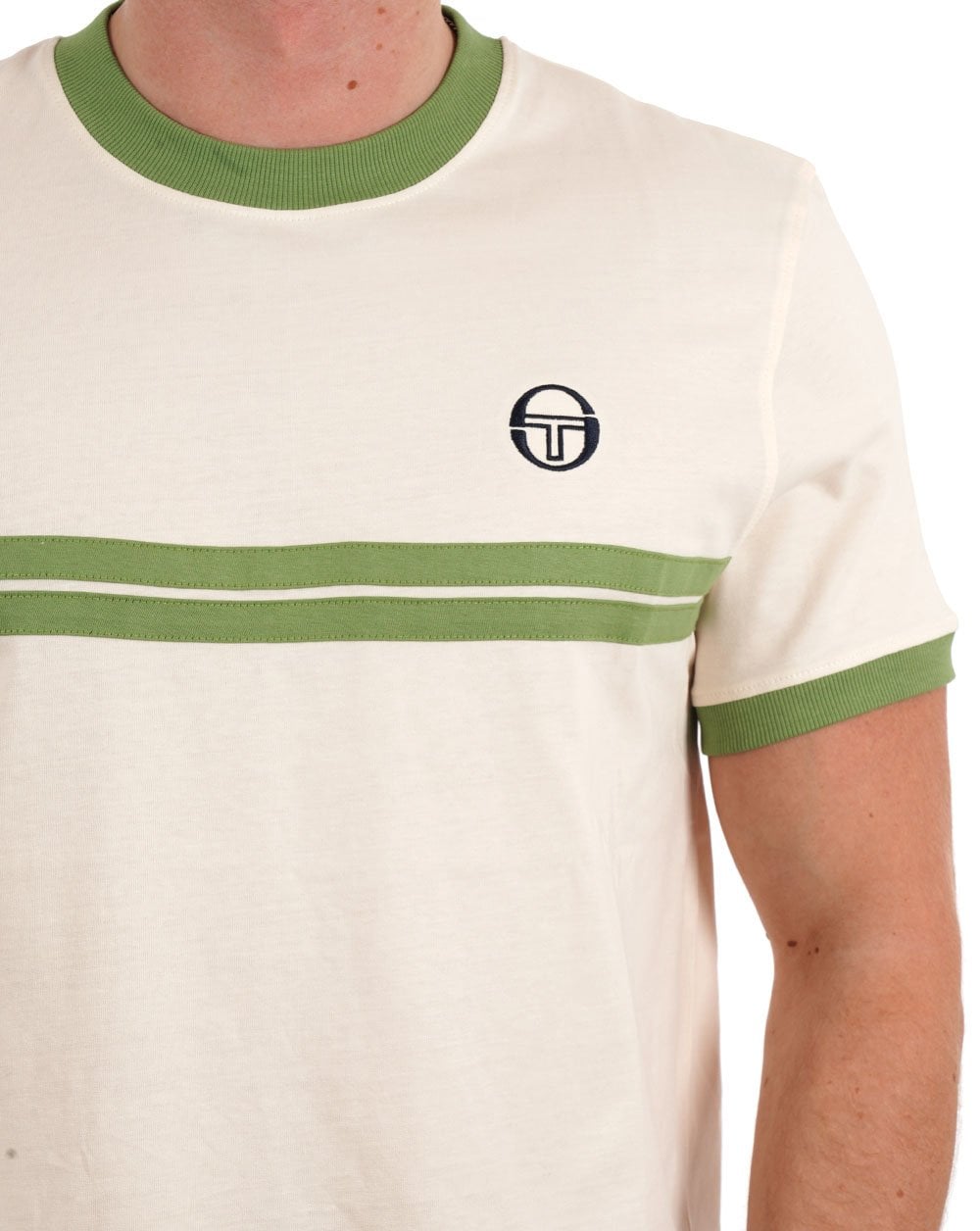 Sergio Tacchini Supermac T Shirt Pearled Ivory/Jade Green