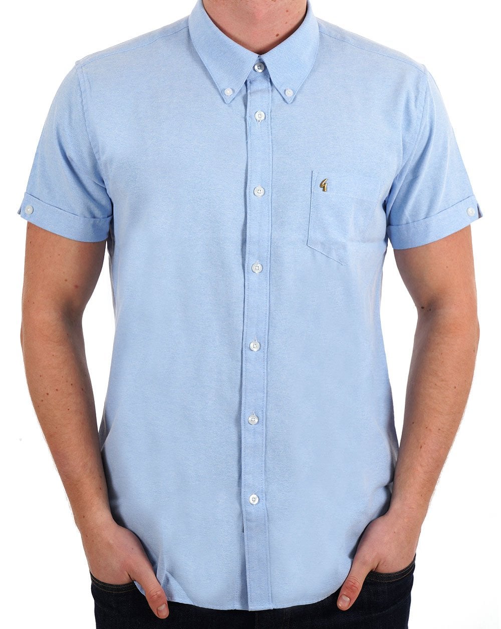 Gabicci Vintage Perez SS Oxford Shirt Sky Blue