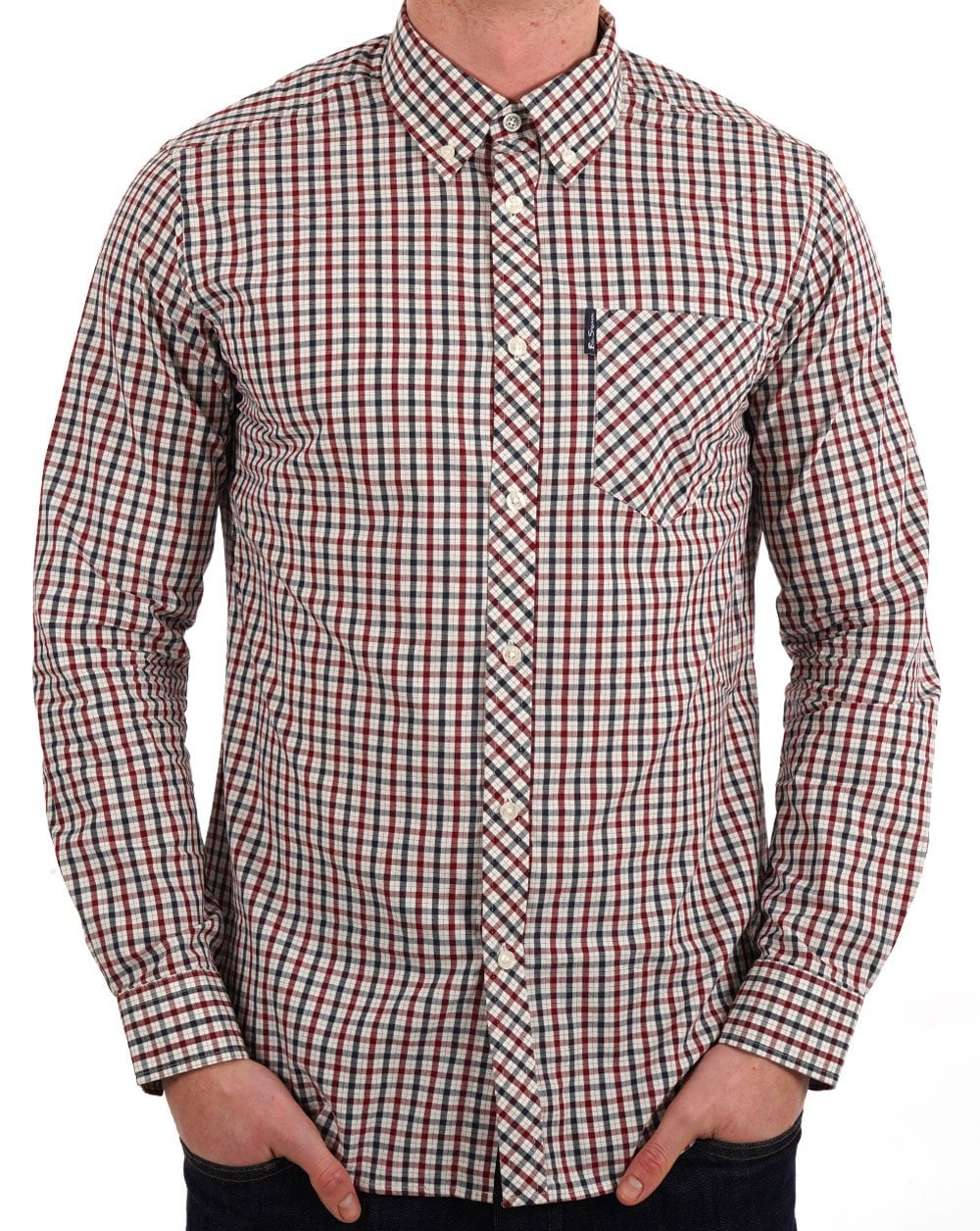 Ben Sherman House Check Shirt NAVY RED WHITE