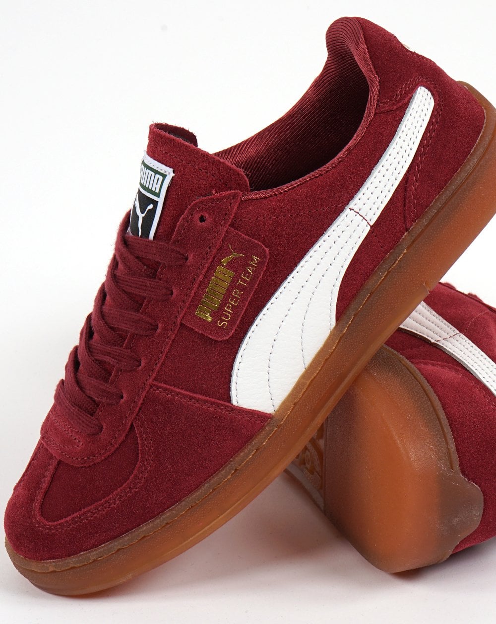 Puma Super Team Suede Trainer Burgundy White Gum