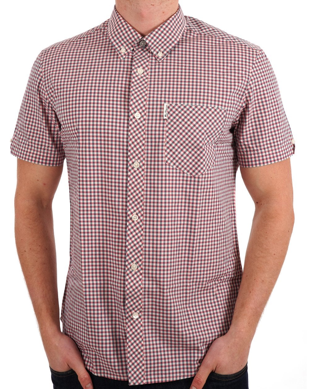 Ben Sherman Gingham Short Sleeve Shirt Scarlet