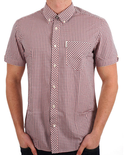 Ben Sherman Gingham Short Sleeve Shirt Scarlet