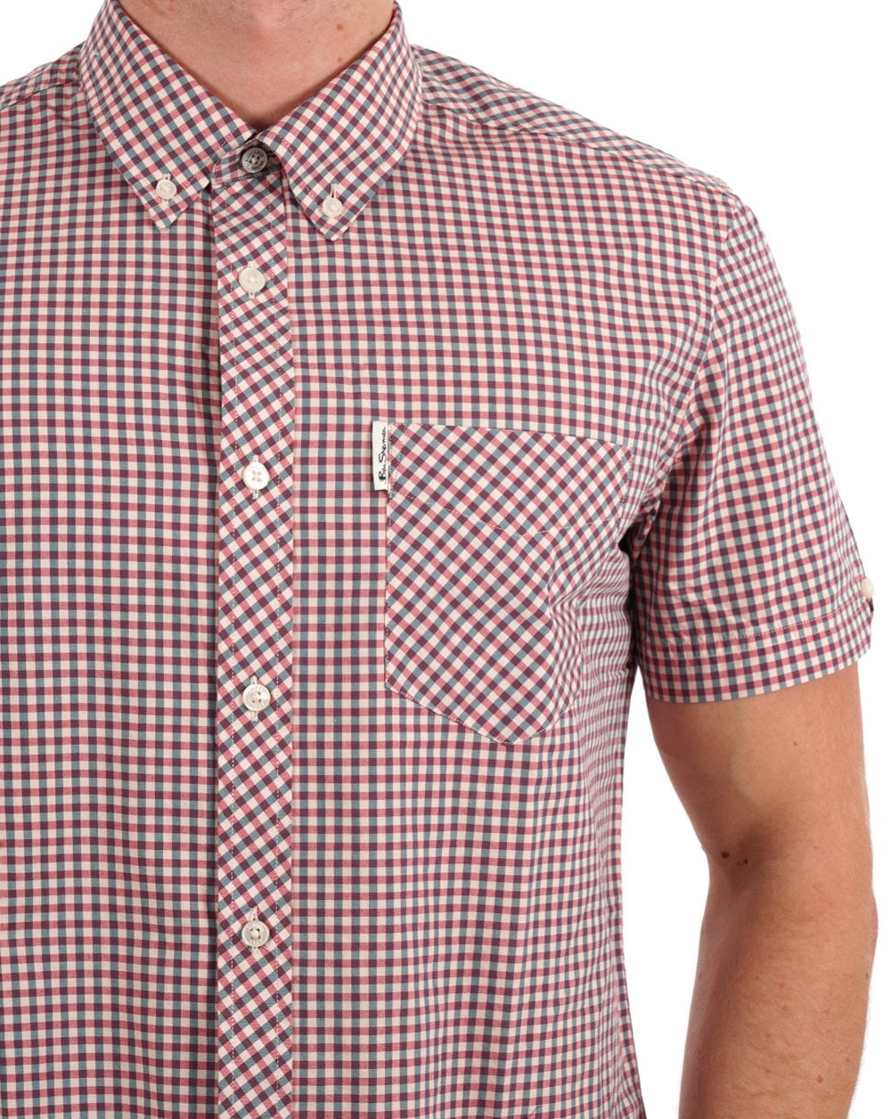 Ben Sherman Gingham Short Sleeve Shirt Scarlet