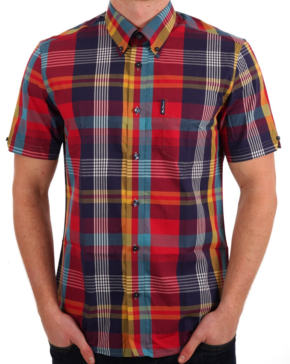Ben Sherman Large Madras Check SS Shirt Scarlet