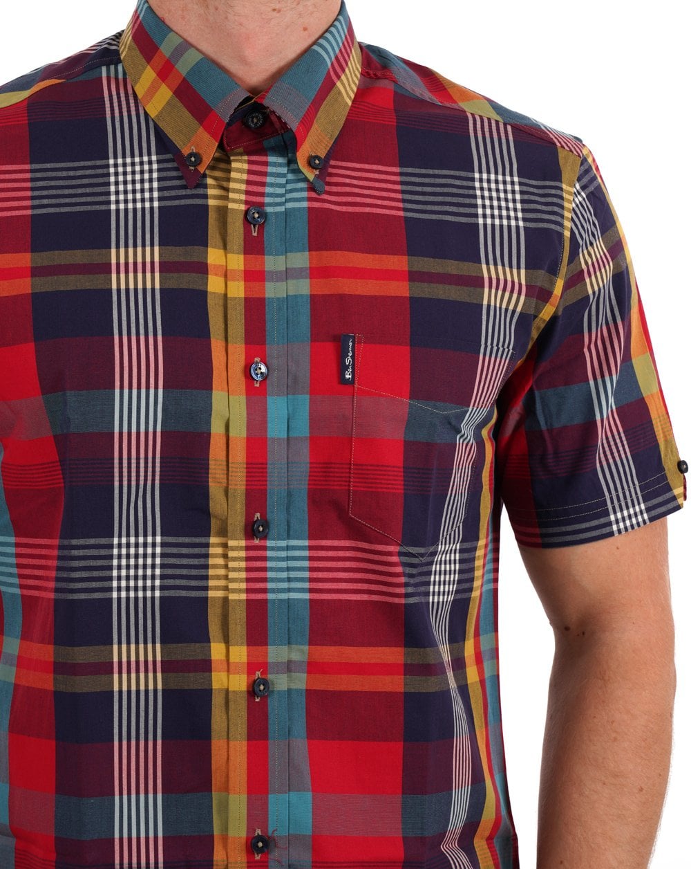 Ben Sherman Large Madras Check SS Shirt Scarlet