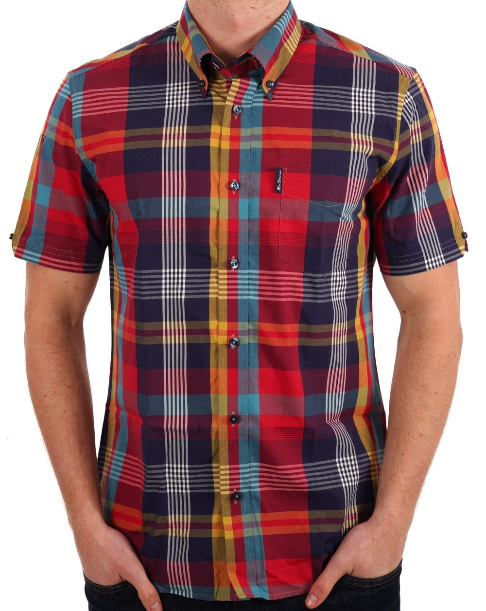Ben Sherman Large Madras Check SS Shirt Scarlet