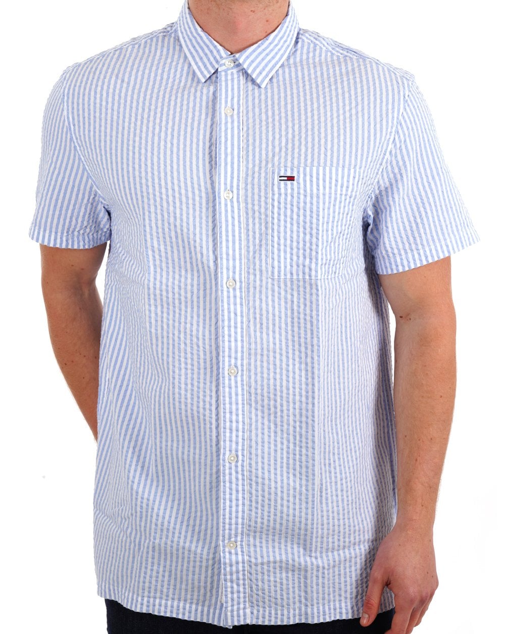 Tommy Jeans Stripe Seersucker SS Shirt White/Blue