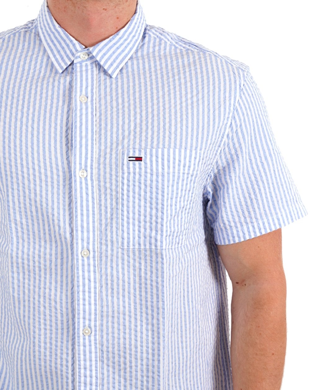 Tommy Jeans Stripe Seersucker SS Shirt White/Blue