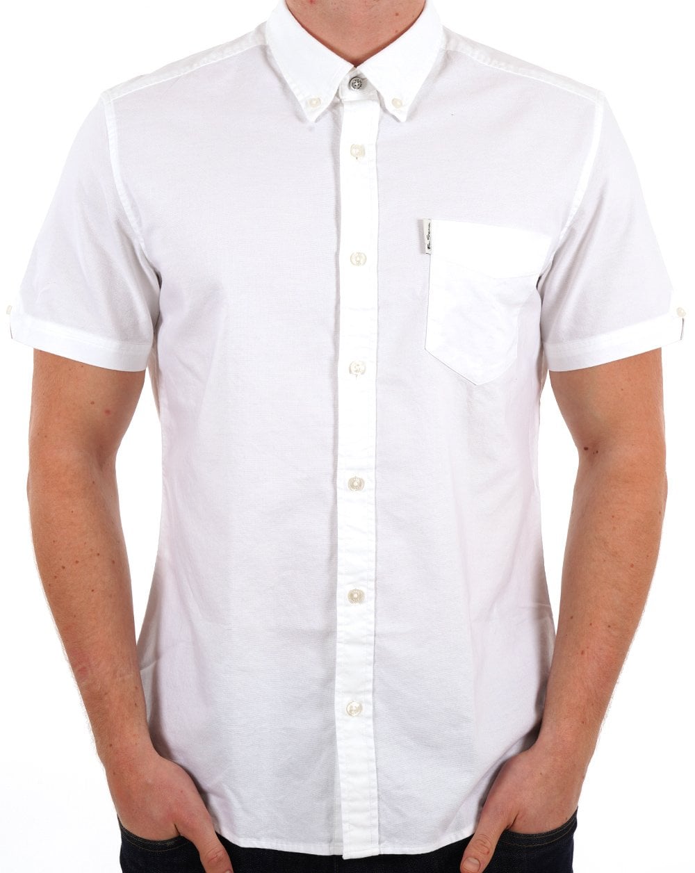 Ben Sherman Short Sleeve Oxford Shirt in White