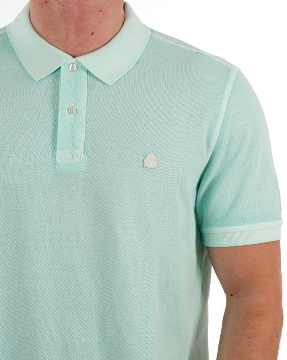 Benetton Logo Polo Washed Green