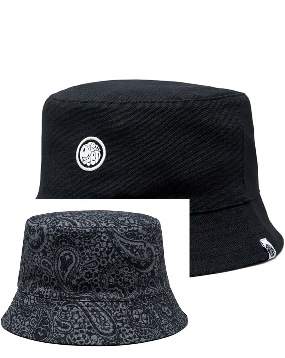 Pretty Green Tonal Paisley Reversible Bucket Hat Black
